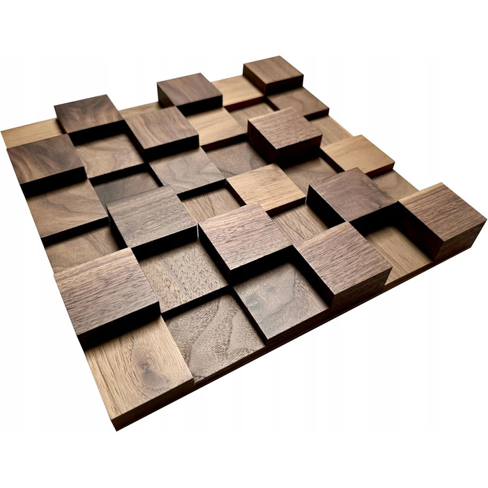 Акустичний диффузор 2D 500 (30x30 см) — Дерев'яна настінна панель для корекції звуку, колір волоський горіх