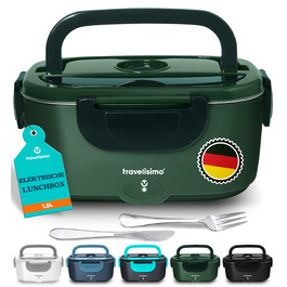 Електрична ланчбокс TRAVELISIMO 1,5L з підігрівом 100W (12V/24V/220V) - зелена