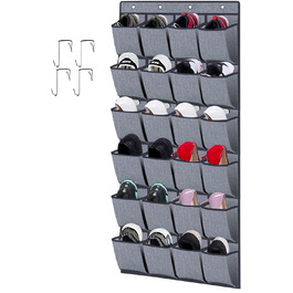 Органайзер для взуття навісний Homfort 24 кишені, 156x56 см, Сірий льон - зручне зберігання взуття за дверима