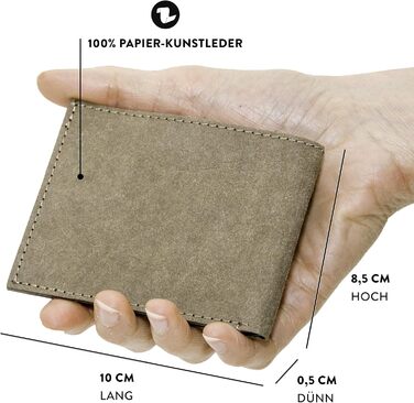 FRITZVOLD MINIMAL Wallet, small, slim wallet for women & men, extremely flat wallet, holds up to 10 cards, slim wallet, wallet made of washable paper-leather, brown