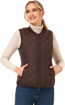 Жіноча степкова жилетка Fuinoth з рифленим коміром, утеплена, шоколадного кольору (XS)