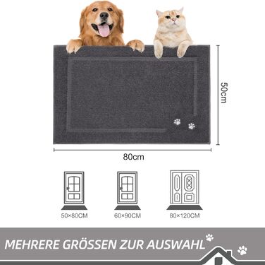 Килимок для дому BEQHAUSE 80 x 120 см, килимок для входу, миється, для переднього/заднього входу, вхід, коридор (50 x 80 см, темно-сірий)