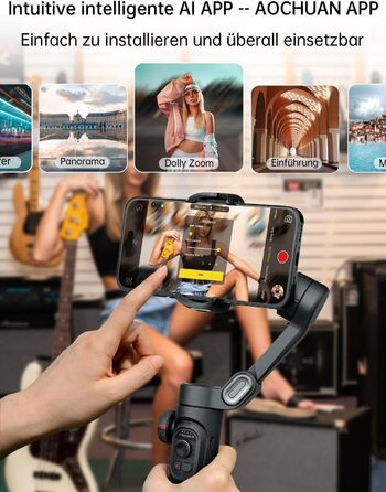 Стабілізатор для смартфона AOCHUAN 3-осьовий, складний, з фокусним колесом, для iPhone та Android, Smart XE