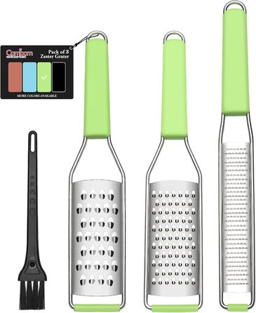 Lemon Zester, Cheese Grater, Citrus Zester, 3 Pack, 304 Stainless Steel, a sharp tool for Parmesan cheese, ginger, garlic, nutmeg, chocolate, vegetables, fruit, dishwasher safe, with