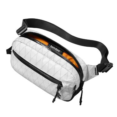 tomtoc X-Pac нагрудна сумка для чоловіків та жінок, 1,5 л, білий колір. RFID захист, для подорожей, повсякденного використання.