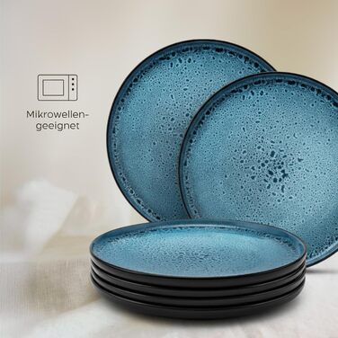 Набір посуду Twinzee Steingut 24 елементи (6 персон) - тарілки та миски, Tafelservice, з каменю, колекція Riviera (Азур, великі тарілки (x6))