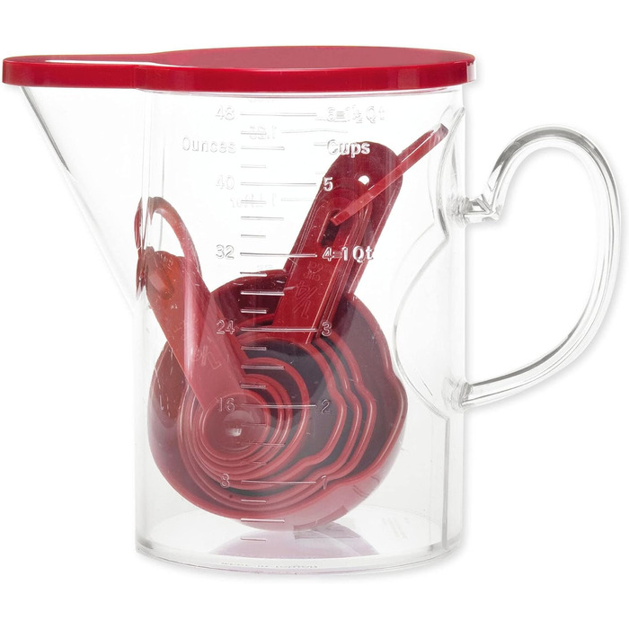 Supreme Housewares Measuring Cups and Spoons, 10-Piece Set, Plastic, Multi-Purpose Kitchen Utensils, Cooking and Baking Tools, BPA-Free, Dishwasher Safe for Liquids and Dry Ingredients (red)