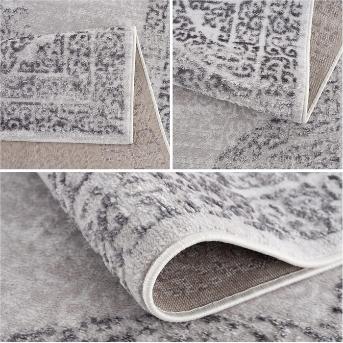 Килим SANAT Evra для вітальні - коротковорсовий килим з сучасним дизайном, 80x150 см та 160x220 см (світло-сірий)