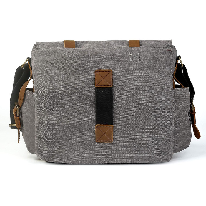 Вінтажна чоловіча сумка через плече з шкіри та канвасу Sechunk, для ноутбука 15/17 дюймів, сіра