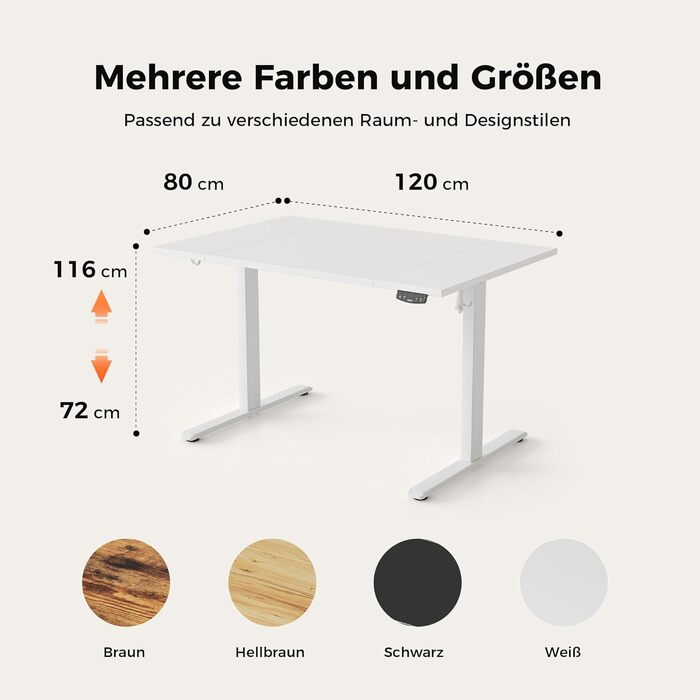 Регульований за висотою стіл Agilestic: електричний, з пам'яттю, ергономічний, 120x80 см, білий