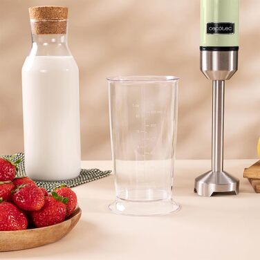 Блендер Cecotec Stabmixer Power RetroGreen 1200MAX Cream&Crush: 1200 Вт, CrossBlades, 2 швидкості, набір аксесуарів, кришка від бризок