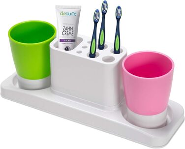 Plastic toothbrush holder, bathroom toothbrush holder, with 2 cups
