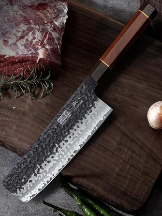 Японський ніж Nakiri для овочів, кухонний ніж з високовуглецевої сталі, професійний овочеріз із 18 см лезом та ергономічною ручкою