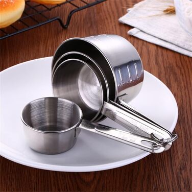 FBHappiness 4-Piece/Set Measuring Spoons, Measuring Cup, Kitchen Scales, Stainless Steel Baking Tools (Color: A, Size: as shown)