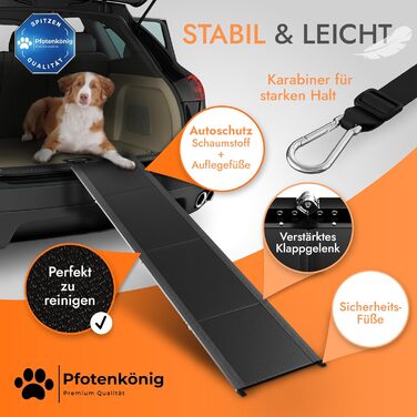 Рампа для собак до 90 кг - PLATZWUNDER - стабільна, преміум-якість, складна, антиковзка, з легкого алюмінію, підходить для всіх автомобілів