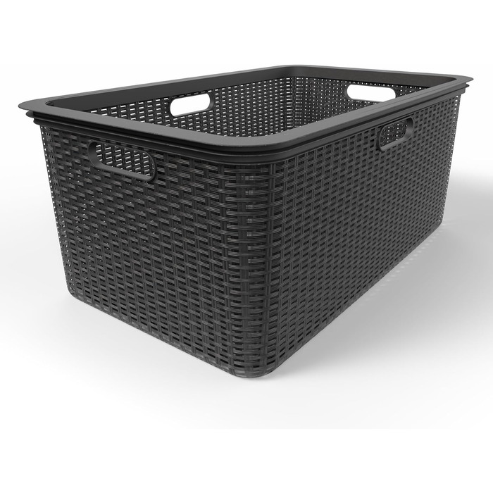 Комплект з 3 кошиків для білизни BigDean 59x39x26 см, ратановий дизайн, виготовлено в Німеччині