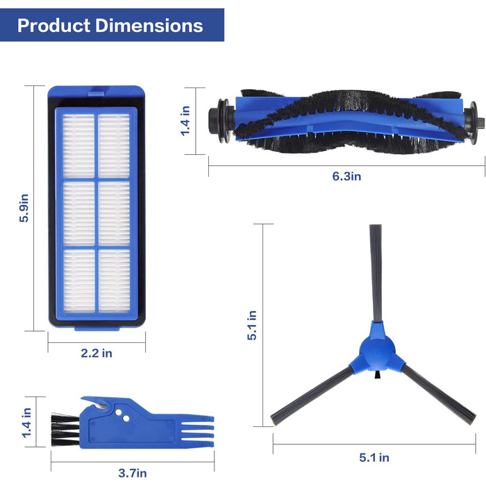 Набір аксесуарів для роботів-пилососів Eufy RoboVac 11S Max, 15C Max, 30C Max, G30 Edge, G10 Hybrid: щітка, бокові щітки, фільтри (1+4+8 шт.)