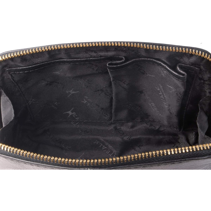 Сумка-косметичка Catwalk Collection Emma чорного кольору, середнього розміру, з натуральної шкіри для ручної сумки