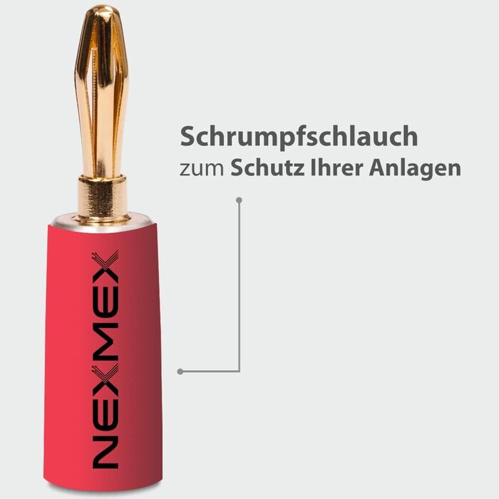 NEXMEX Бананові роз'єми зі збіжкою (10 шт.) позолочені 24K для акустичних кабелів Hi-Fi