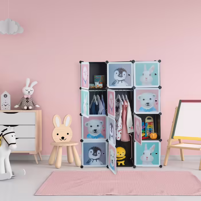 Relaxdays Kids' Storage Shelf with 8 Compartments, Black