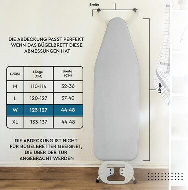 Чохол для прасувальної дошки Encasa XO Metaizowane Siikon, 125x39 см, з товстим шаром піни, термостійкий, сріблястий
