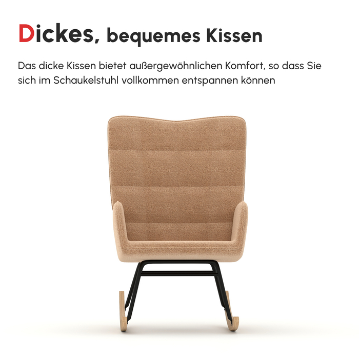 HOMCOM Rocking Chair, Glider Chair, Accent Chair, Recliner Chair with Faux Sheepskin, for Bedroom, Up to 120 kg, Brown | Aosom