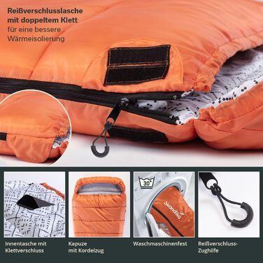 Спальний мішок Skandika Vegas XXL: теплий, для дорослих, 3 сезони, до -12°C, 220x110 см, ковдра-мішок