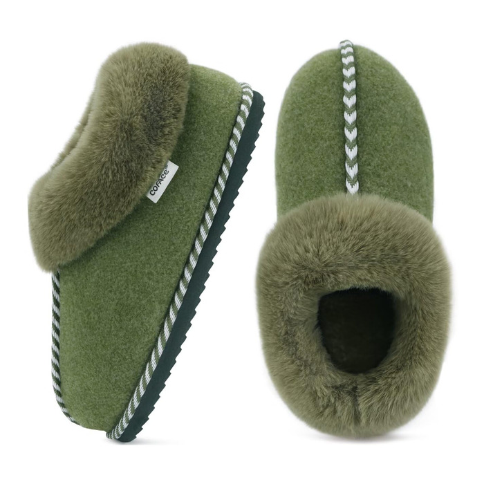 COFACE жіночі домашні тапочки з Memory Foam, з фетру, зимові, розмір 36-43, зелені