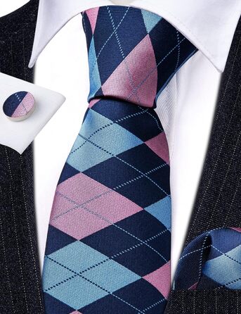 Набір краватки з шовковим квітковим малюнком Barry.Wang: краватка, запонки, нагрудна хустинка (блакитний принт)