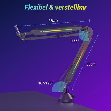 Кріплення для мікрофона TONOR T90 з RGB підсвічуванням, регульоване через APP, 11 режимів світла, сумісне з усіма мікрофонами