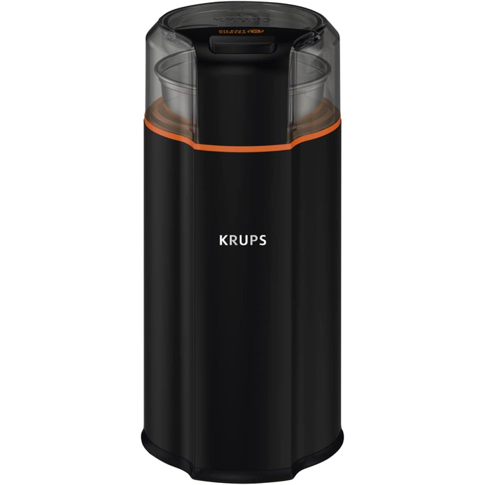 Електрична кавомолка Krups GX3328 Silent Vortex 3-в-1 для кавових зерен, спецій і трав, тиха, знімна чаша, мийка в посудомийці, чорна