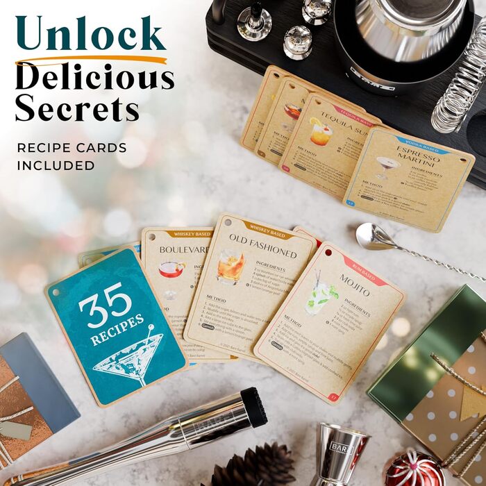 Набір для приготування коктейлів | Набір бармена | 14 предметів | Boston Shaker 28oz (800мл) | З рецептами | Подарунок