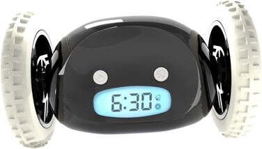 Clocky Loud Alarm Clock - Digital Alarm Clock, Loud for Deep Sleepers, Adults, Teens, Funny, Hard of Hearing, Heavy Sleepers, on Wheels, Runs Away, Driving, Jumping, Rolling Away, Funny Gift (Schwartz)