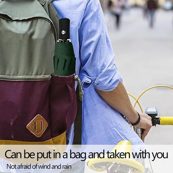 Автоматичний парасолька-тростина, стійкий до вітру, з захистом від UV, легкий та міцний, білий (темно-зелений)