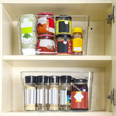 Kurtzy 2-Pack Refrigerator Organizer for Kitchen & Cabinets - Overall Length 26 cm - Clear Plastic Kitchen Organizer - Refrigerator Boxes for Bathroom, Pantry, Freezer, Kitchen Cabinet Organizer