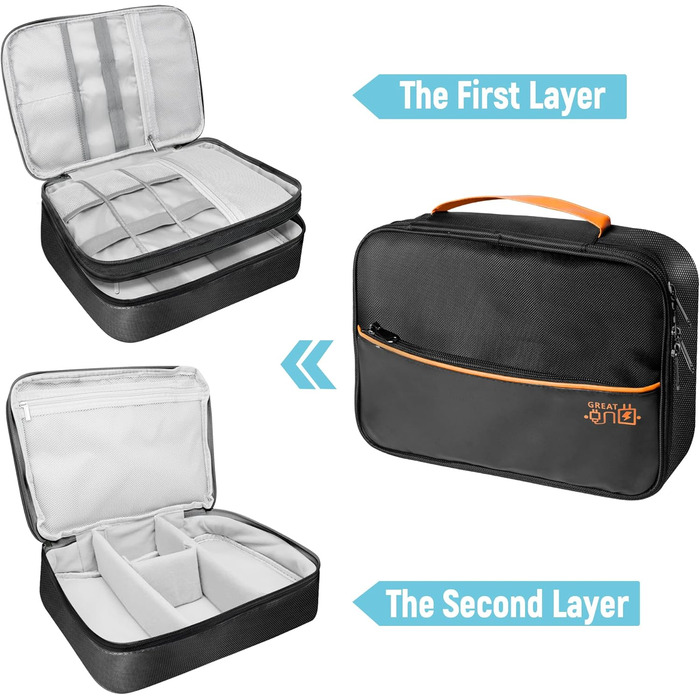 Органайзер для кабелів та аксесуарів для подорожей - Double Layer XL, чорний