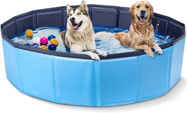 Nobleza Hundepool for Large & Small Dogs, Foldable Dog Wading Pool, Stable Dog Bathtub, Swimming Pool for Cats, 80 * 20cm, S, (180*30cm, Blue)