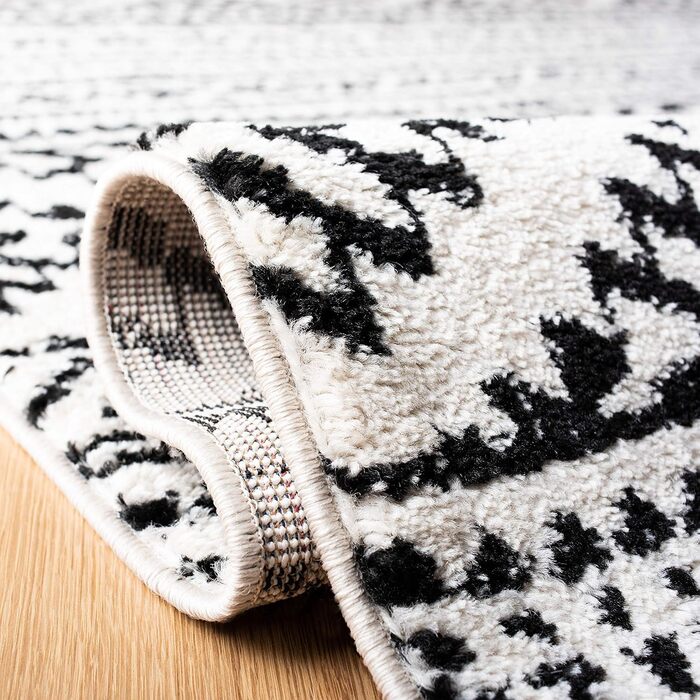 Килим Safavieh Boho Tulum для вітальні, їдальні, спальні - 183 x 274 см, короткий ворс, колір слонова кістка та чорний