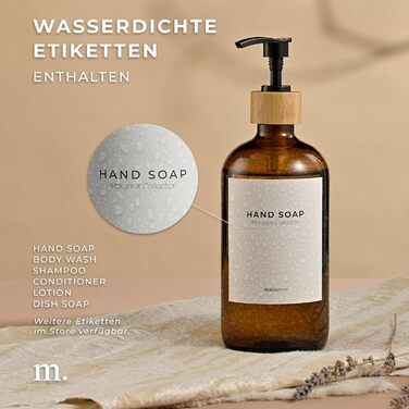 Набір дозаторів для мила та рідкого миючого засобу MaisoNovo: 2 скляні дозатори (500 мл) + 1 коричневе скло, біла бамбукова помпа