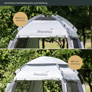 Skandika Camping Shower Tent | Privacy Changing Tent with 230cm Height, Silver-Coated, Waterproof, Separate Ground Sheet, 3 Ventilated Windows, Towel Holder, Shower Attachment | Toilet Tent