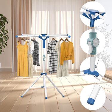 Висувний розкладний сушильник для білизни - стійка для сушіння, кемпінгова, компактна, для балкона, дому та вулиці