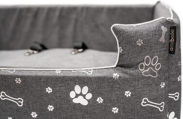 Автокрісло для собак Boutique Zoo | М'яке автокрісло для собак, котів та інших домашніх тварин | На заднє сидіння, пасажирське сидіння | Лежанка для собак, переноска для собак | Поліестер, штучна замша | Колір: Сірий | Розмір: M (47x40 см)