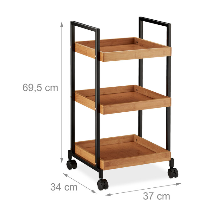 Relaxdays Bamboo Serving Trolley with 3 Tiers