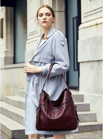 Сумка жіноча шкіряна Burgundy - шопер на плече та ручку, елегантна сумка-тоут