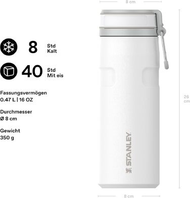 Термопляшка STANLEY 1913 IceFlow Twist Flip 0.47л, Frost — герметична, зі сталі, BPA-free, для напоїв