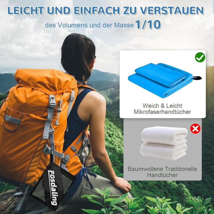 Набір з 3 рушників з мікрофібри: великий 180x90 см та 2 маленькі 80x40 см. Швидковисихаючі рушники з мікрофібри для спорту, подорожей, басейну та пляжу (небесно-блакитний)