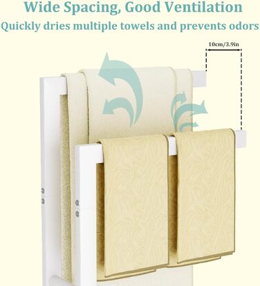 Підставка для рушників Yawinhe Freistehend, підставка для рушників стояча з нержавіючої сталі, 2 стійки, полиця для одягу у ванну кімнату, білий, 40x20x80 см, SMJ003W