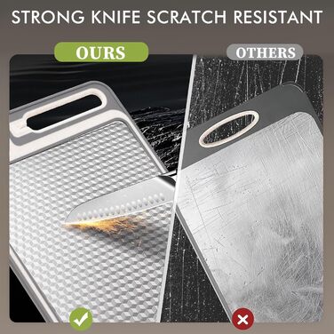 Ніжне велике обрізне дошка XIAPIA з нержавіючої сталі 304 та пластику з точилкою для ножів, 44x30x2,6 см, з соковидавом та лінійкою, антибактеріальне, без BPA