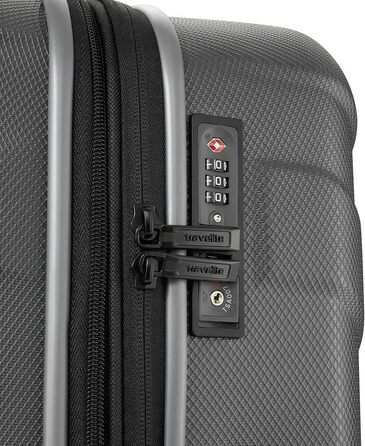 Жорсткий валізний набір Travelite VECTOR 55 см, 40 л, 4-колісний ручний багаж із TSA-замком, відповідає IATA, антрацит, червоний, стильний дизайн