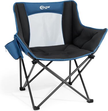 Крісло для кемпінгу складне, XXL, з підлокітниками, 150 кг, блакитне